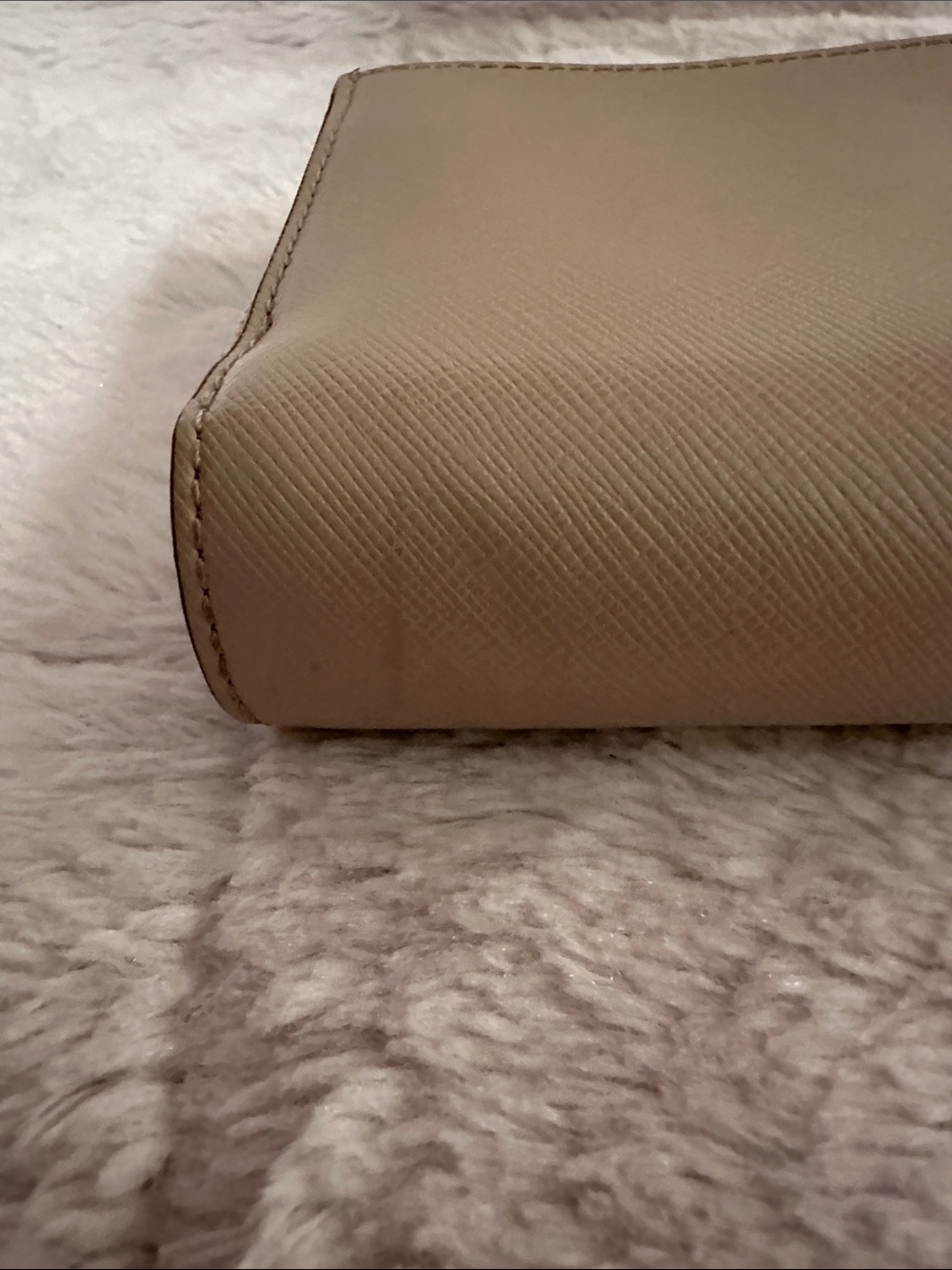 kate spade large beige saffiano zip-around wallet with silver logo - Picture 8 of 9
